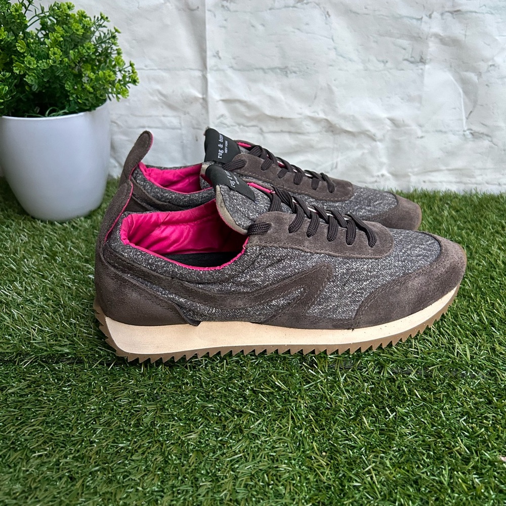 rag & bone Gray & Brown Women's Runner Sneakers with Red Lining - Picture 7 of 15